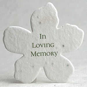 seed paper in loving memory green print flower shapes